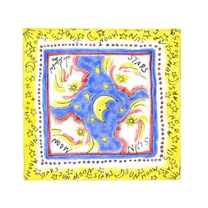 Karl Lagerfeld Sun Moon Stars Silk Scarf c.1994